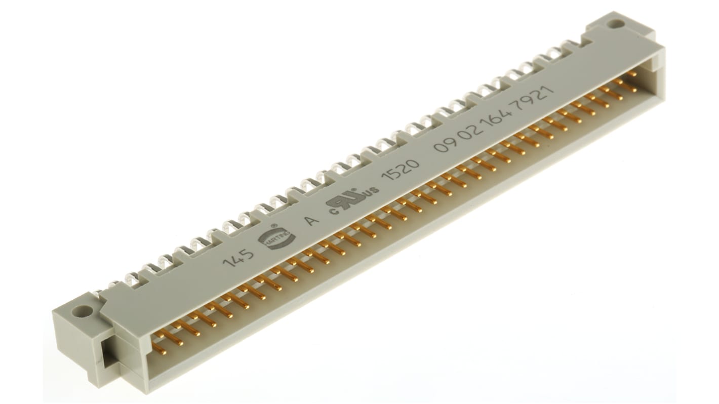 Connettore DIN 41612 HARTING Maschio, , Angolo retto, 64 vie 2 file, terminazione a saldare