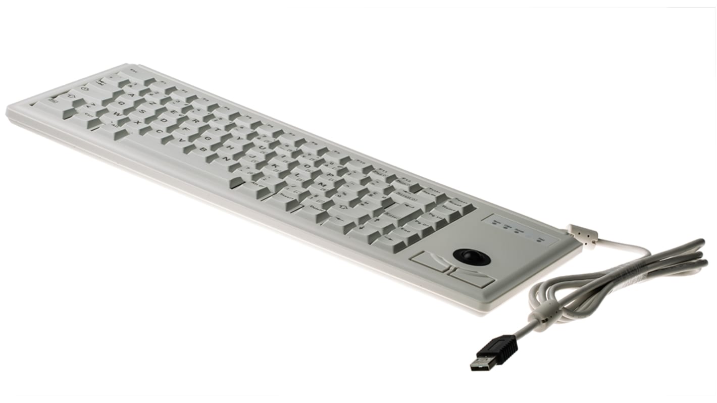 Cherry Trackball-Tastatur AZERTY Kabelgebunden Grau USB Kompakt, 370 x 139 x 19.6mm