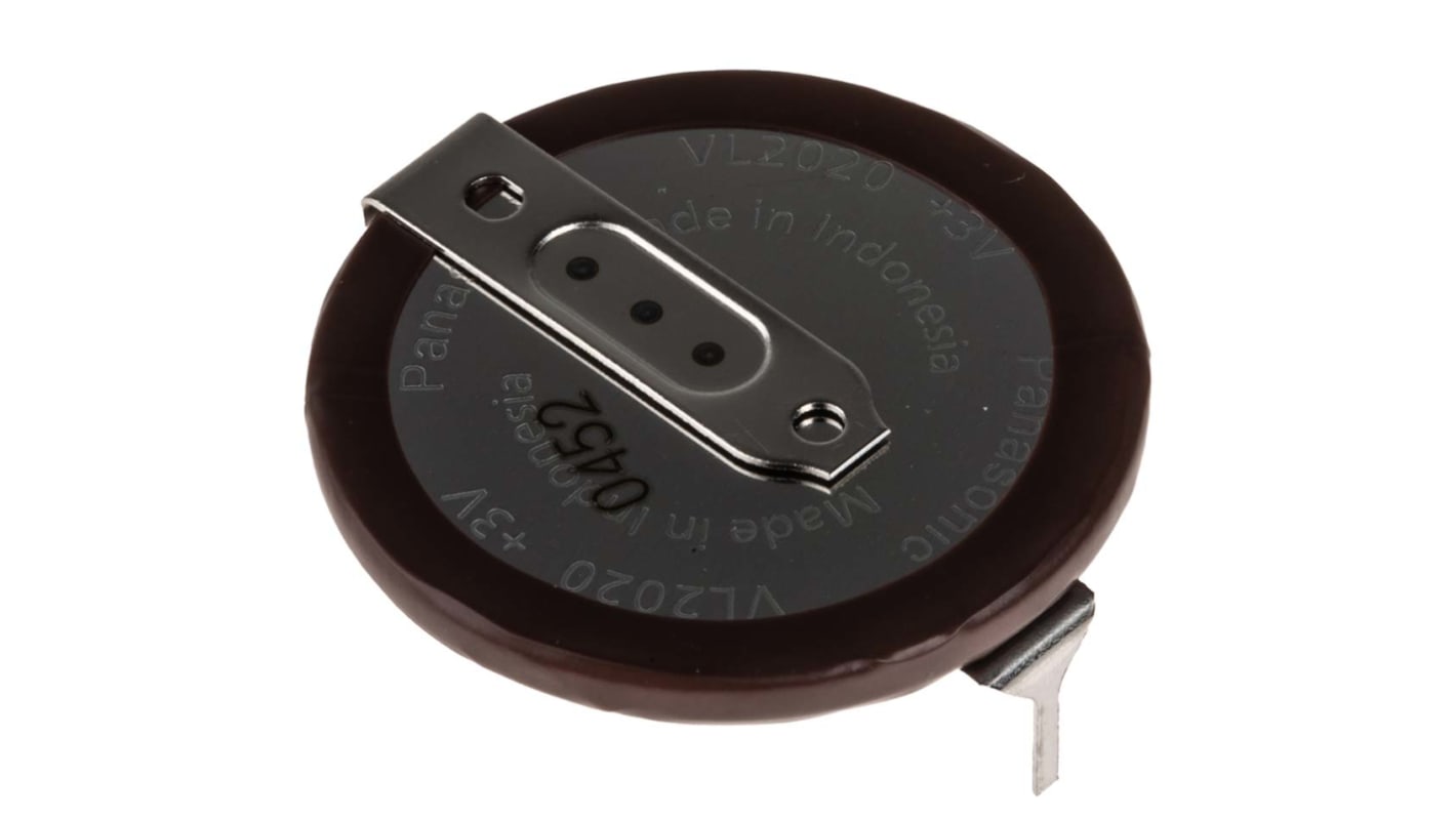 Pile bouton rechargeable Panasonic 3V, 20mAh, 20mm, Lithium Vanadium Pentoxyde, VL2020