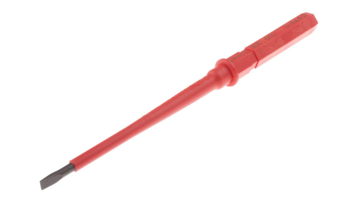 Wera Slotted Insulated Screwdriver Blade, 4 x 0.8 mm Tip, 154 mm Blade, VDE/1000V, 154 mm Overall