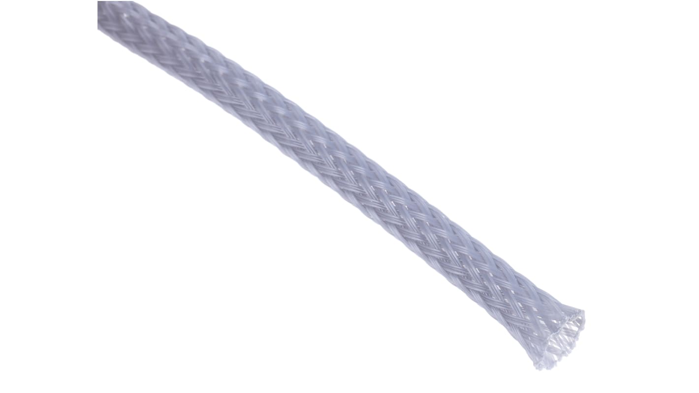 RS PRO Expandable Braided PET Grey Cable Sleeve, 5mm Diameter, 5m Length