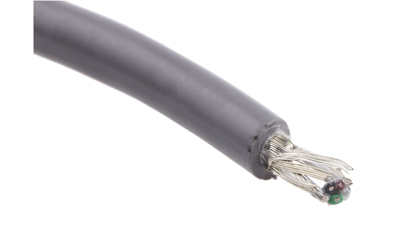 Alpha Wire Multicore Industrial Cable, 0.09 mm², 4 Cores, 28 AWG, Screened, 30m, Grey Sheath