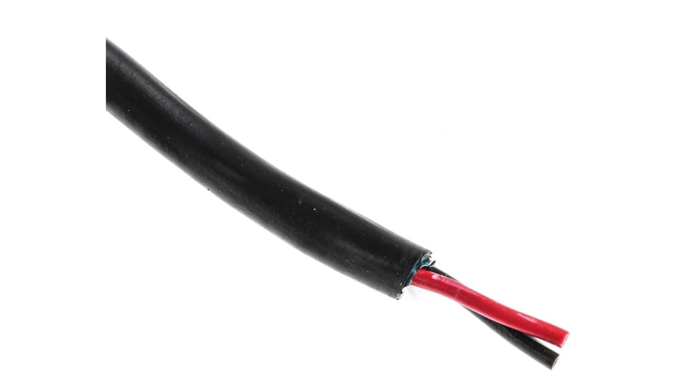 Alpha Wire Xtra-Guard 2 Control Cable, 2 Cores, 0.56 mm², Screened, 30m, Black PE Sheath, 20 AWG