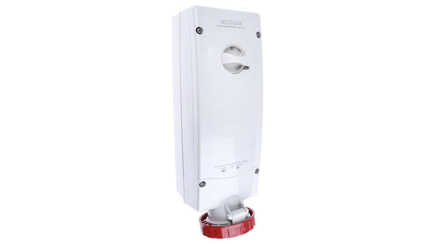 Scame Switchable IP67 Industrial Interlock Socket 3PN+E, Earthing Position 6h, 63A, 415 V