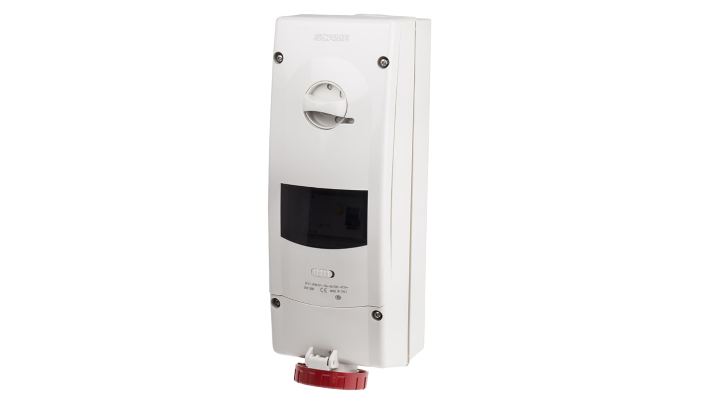 Scame, ADVANCE 2 IP67 Red Wall Mount 3P + E RCD Industrial Power Connector Socket, Rated At 16A, 415 V