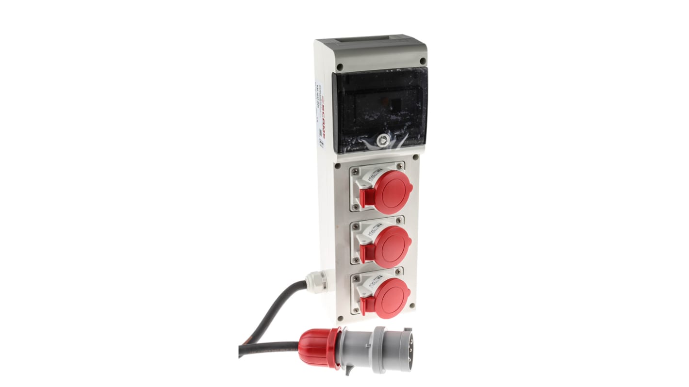 Scame, Block 3 IP44 Red Wall Mount 3P + N + E RCD Industrial Power Connector Socket, Rated At 16A, 415 V