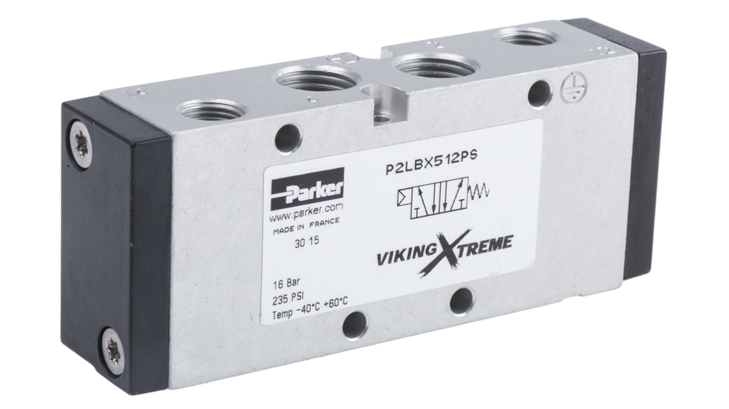 Parker 5/2 Pneumatic Solenoid Valve - Pilot/Spring G 1/4 Viking Xtreme Series