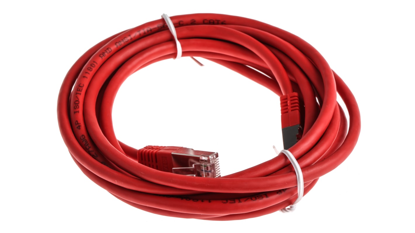 Cavo Ethernet Cat6 (S/FTP) RS PRO, guaina in PVC col. Rosso, L. 3m, Con terminazione