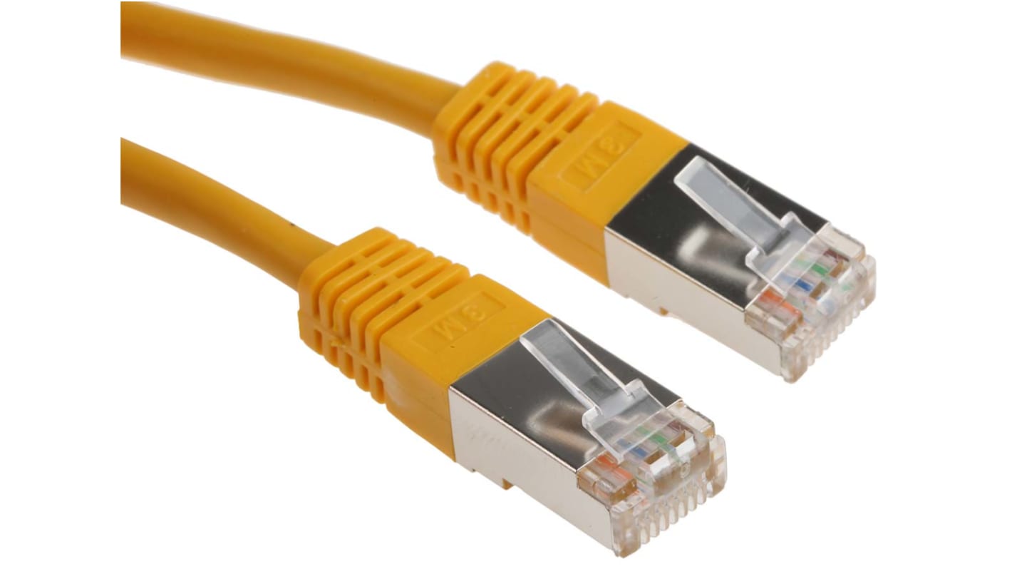 RS PRO, 3m Cat6, Yellow RJ45 to Male RJ45 Male, S/FTPShielded, Terminated PVC Sheath