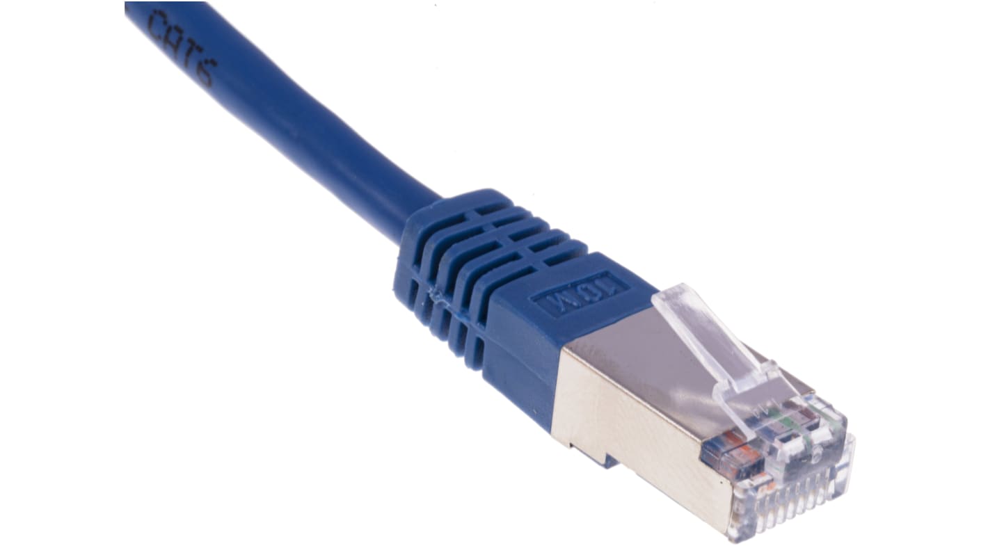 RS PRO, 10m Cat6, Blue RJ45 to Male RJ45 Male, S/FTPShielded, Terminated PVC Sheath