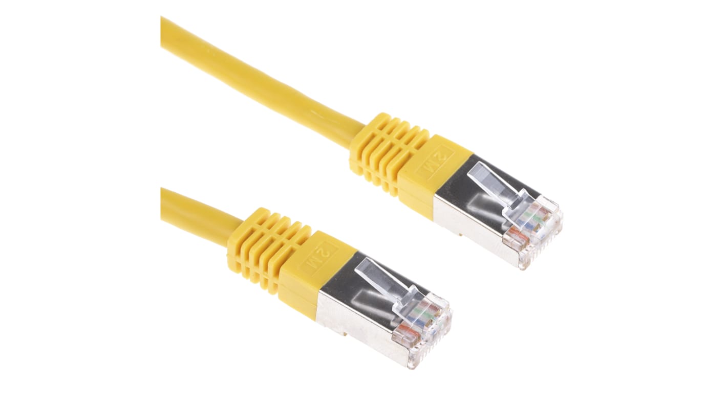 RS PRO, 0.5m Cat6, Yellow RJ45 to Male RJ45 Male, S/FTP Shielded, Terminated PVC Sheath