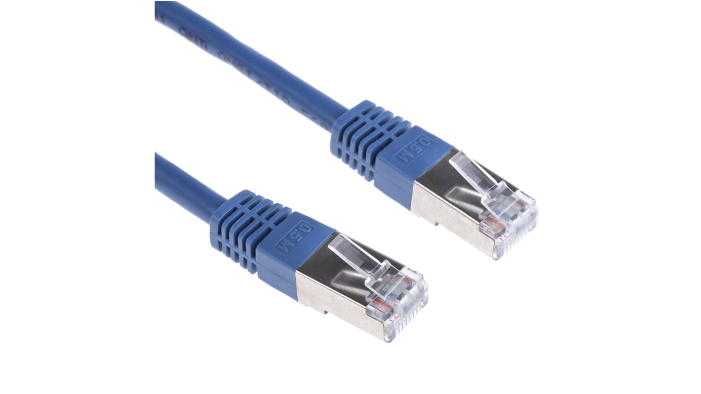 RS PRO, 0.5m Cat6, Blue RJ45 to Male RJ45 Male, S/FTP Shielded, Terminated PVC Sheath