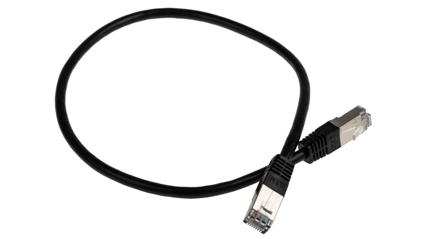 RS PRO, 0.5m Cat6, Black RJ45 to Male RJ45 Male, S/FTP Shielded, Terminated PVC Sheath
