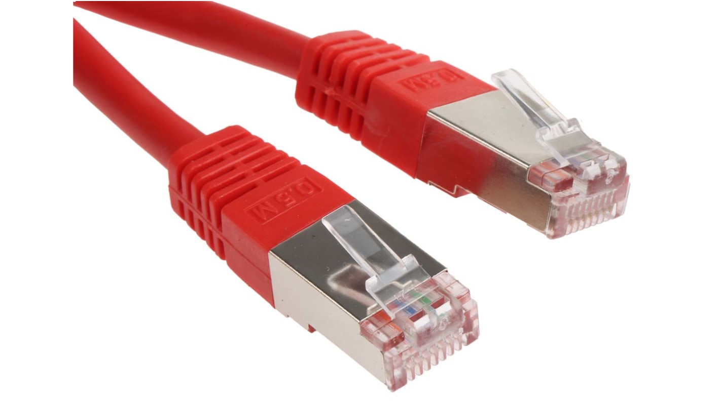 RS PRO, 0.5m Cat6, Red RJ45 to Male RJ45 Male, S/FTP Shielded, Terminated PVC Sheath
