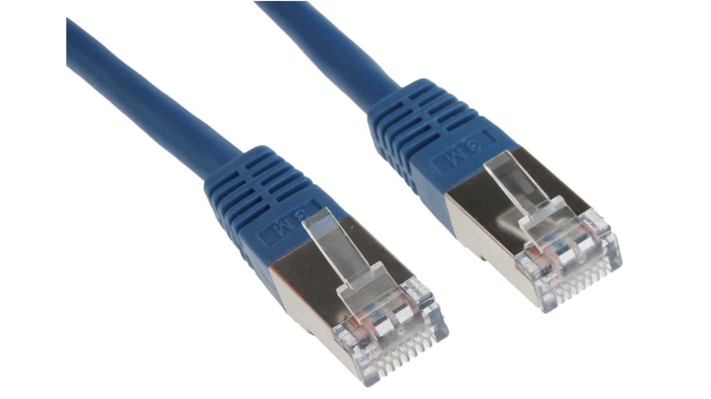Cavo Ethernet Cat6 (S/FTP) RS PRO, guaina in PVC col. Blu, L. 3m, Con terminazione
