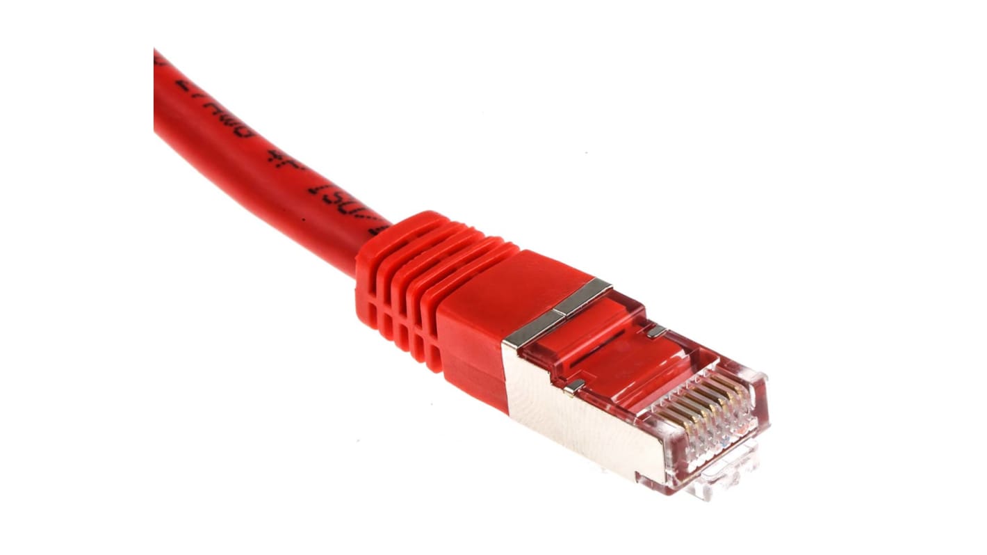 RS PRO, 5m Cat6, Red RJ45 to Male RJ45 Male, S/FTPShielded, Terminated PVC Sheath