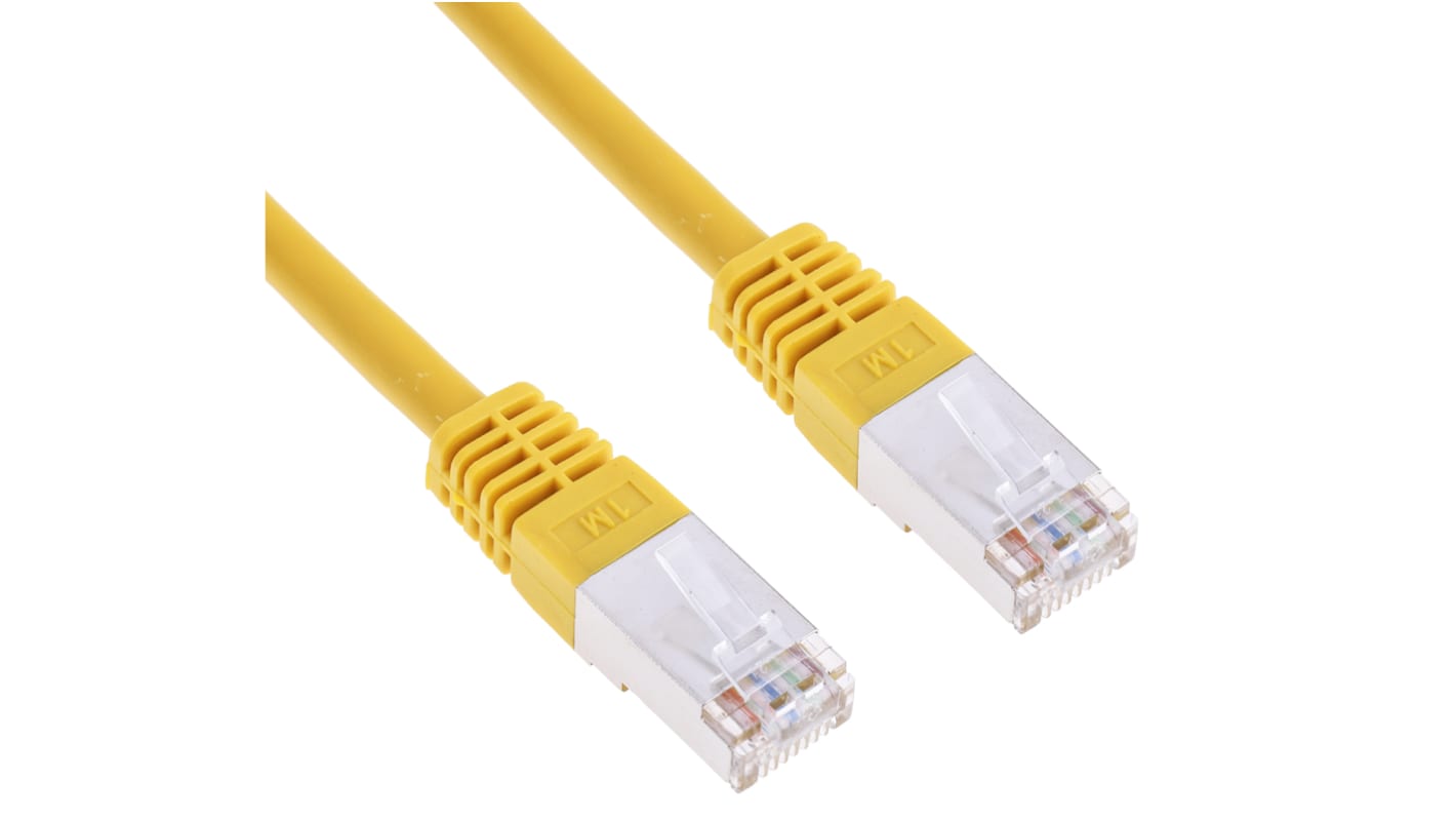 RS PRO, 1m Cat6, Yellow RJ45 to Male RJ45 Male, S/FTP Shielded, Terminated PVC Sheath