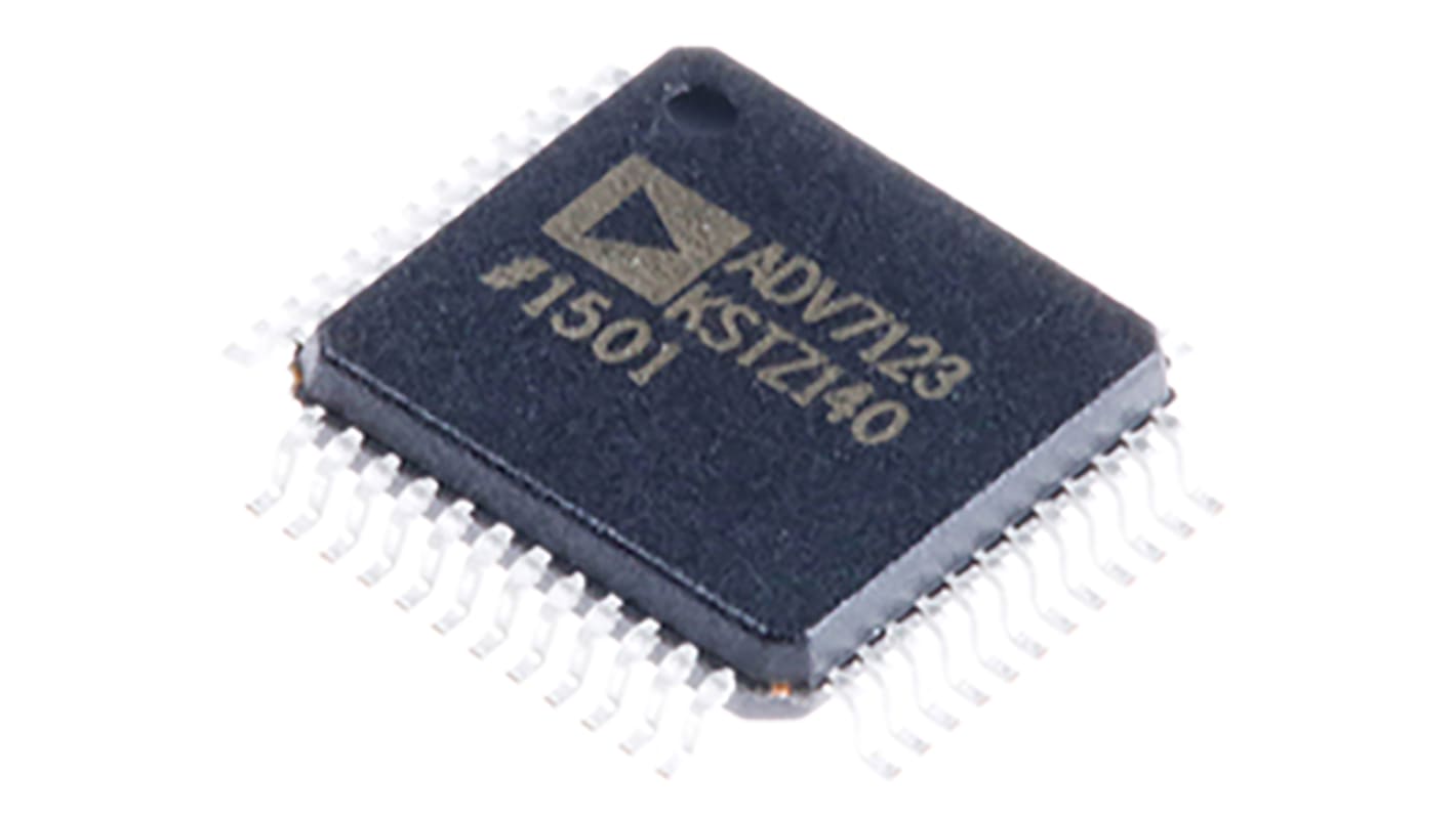 Analog Devices, Video DAC Triple 10 bit-, 140Msps, ±5%FSR Parallel, 48-Pin LQFP