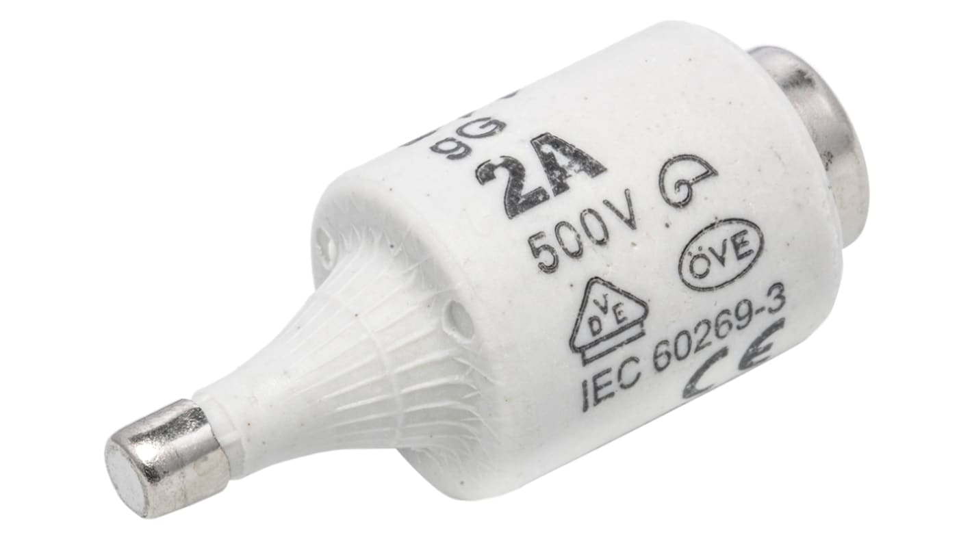 ETI DII Diazed熔断器, 2A, 500V 交流, E27螺纹, 陶瓷, gG - gL, 粉红色盖