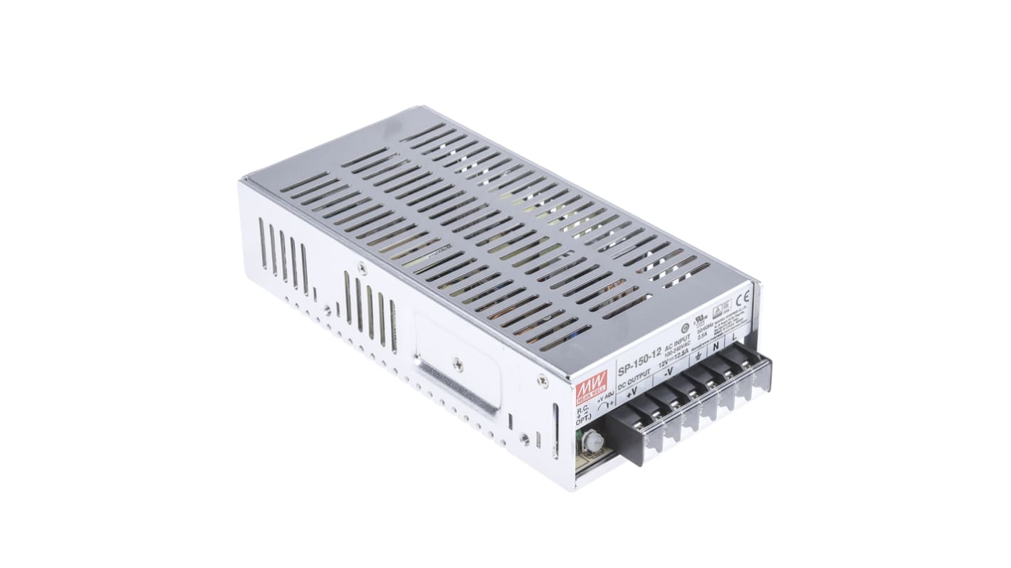 MEAN WELL Switching Power Supply, SP-150-12, 12V dc, 12.5A, 150W, 1 Output, 120 → 370 V dc, 85 → 264 V ac