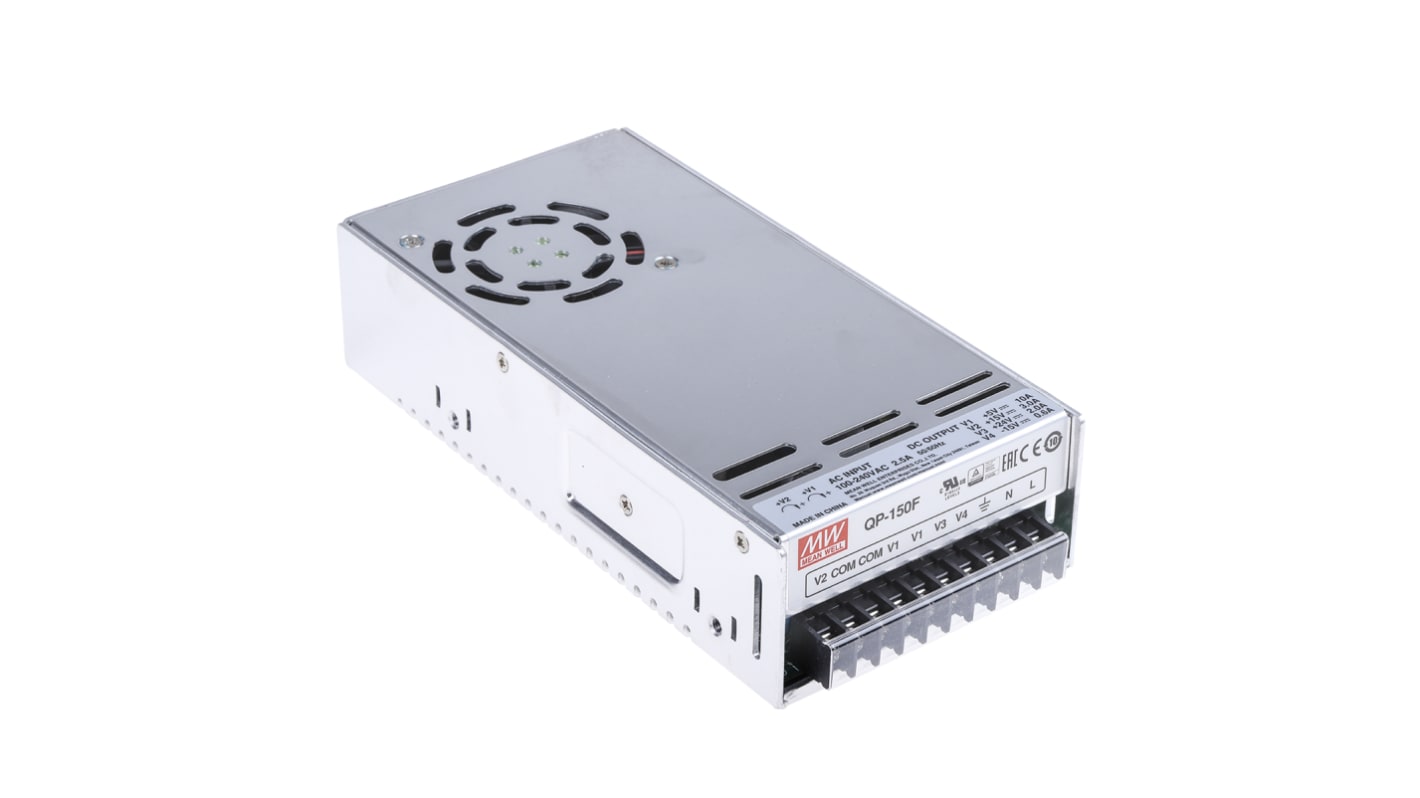 Alimentatore switching MEAN WELL QP-150F, 152W, ingresso 127 → 370 V dc, 90 → 264 V ac, uscita 5 V dc,