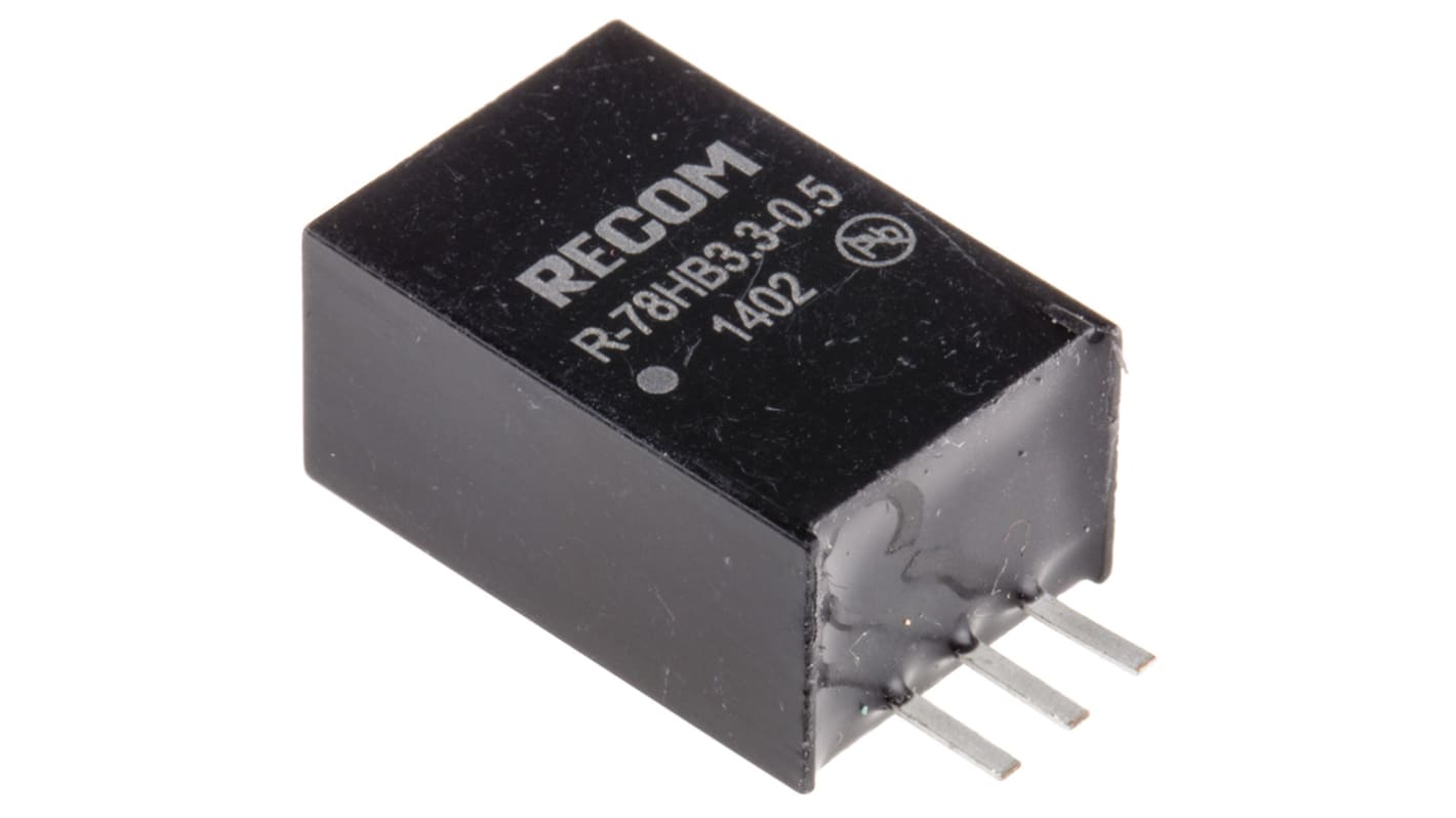 Recom Switching Regulator, Through Hole, 3.3V dc Output Voltage, 9 → 72V dc Input Voltage, 500mA Output Current,