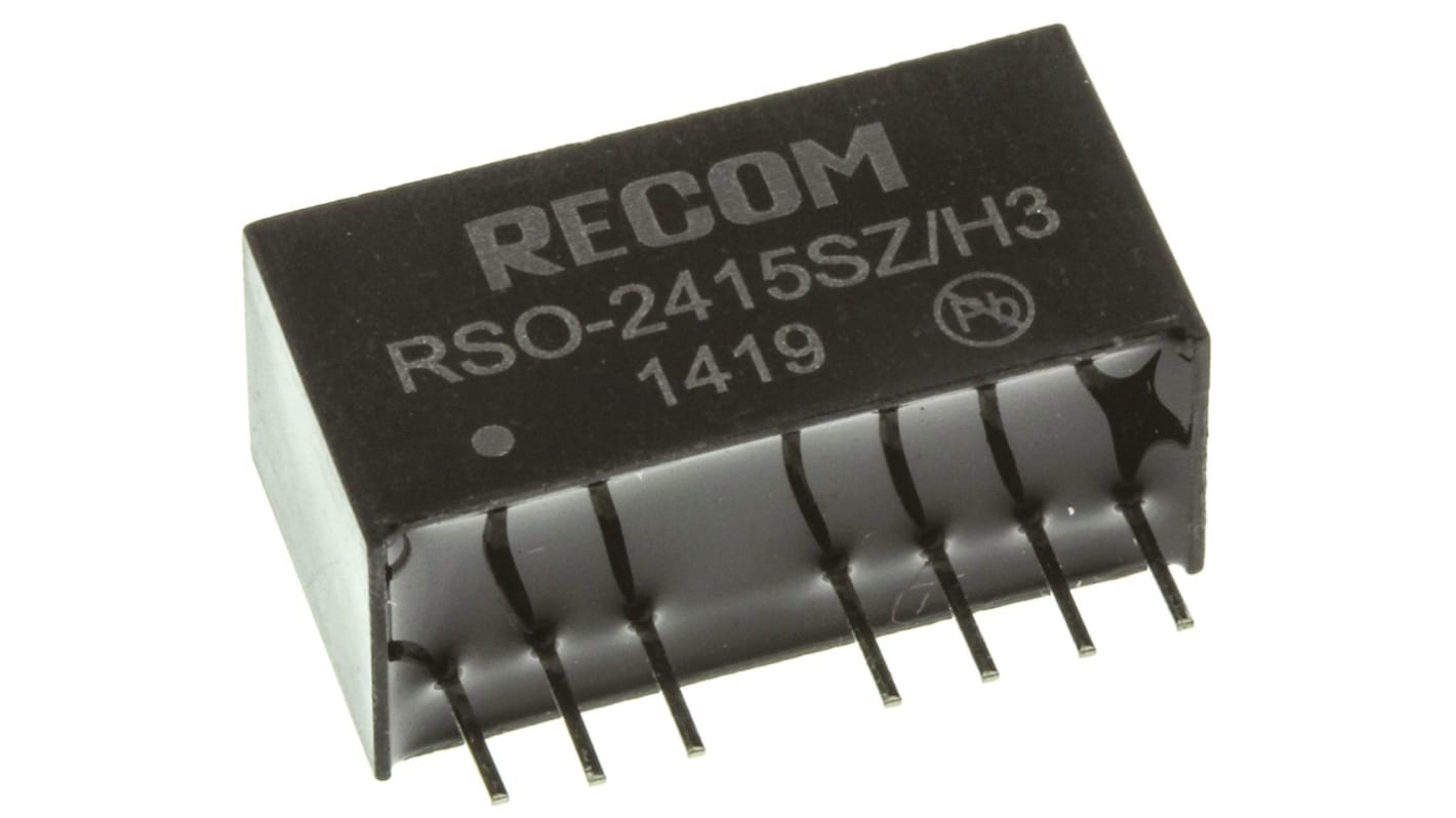 Recom RSO DC-DC Converter, 15V dc/ 67mA Output, 9 → 36 V dc Input, 1W, Through Hole, +85°C Max Temp -40°C Min