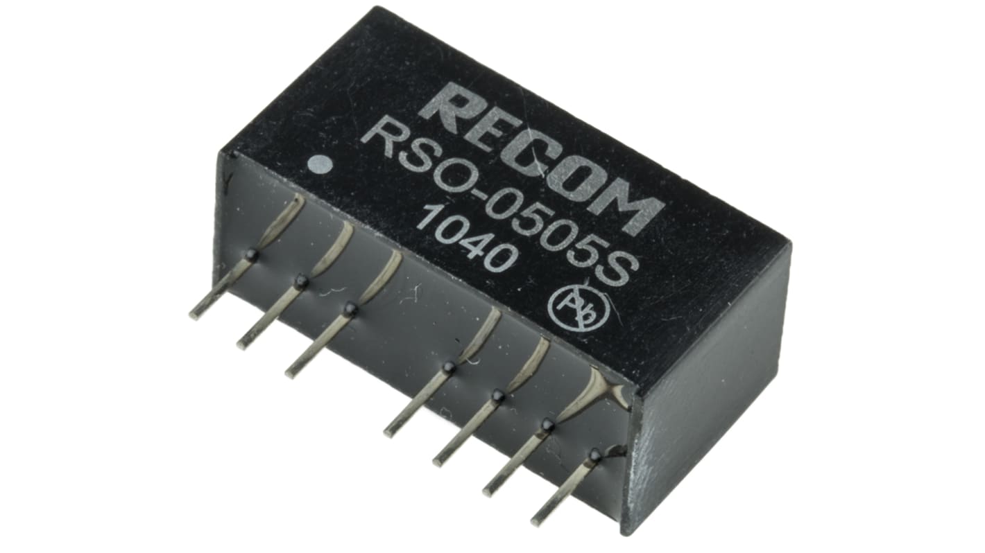 Recom RSO DC-DC Converter, 5V dc/ 200mA Output, 4.5 → 9 V dc Input, 1W, Through Hole, +85°C Max Temp -40°C Min