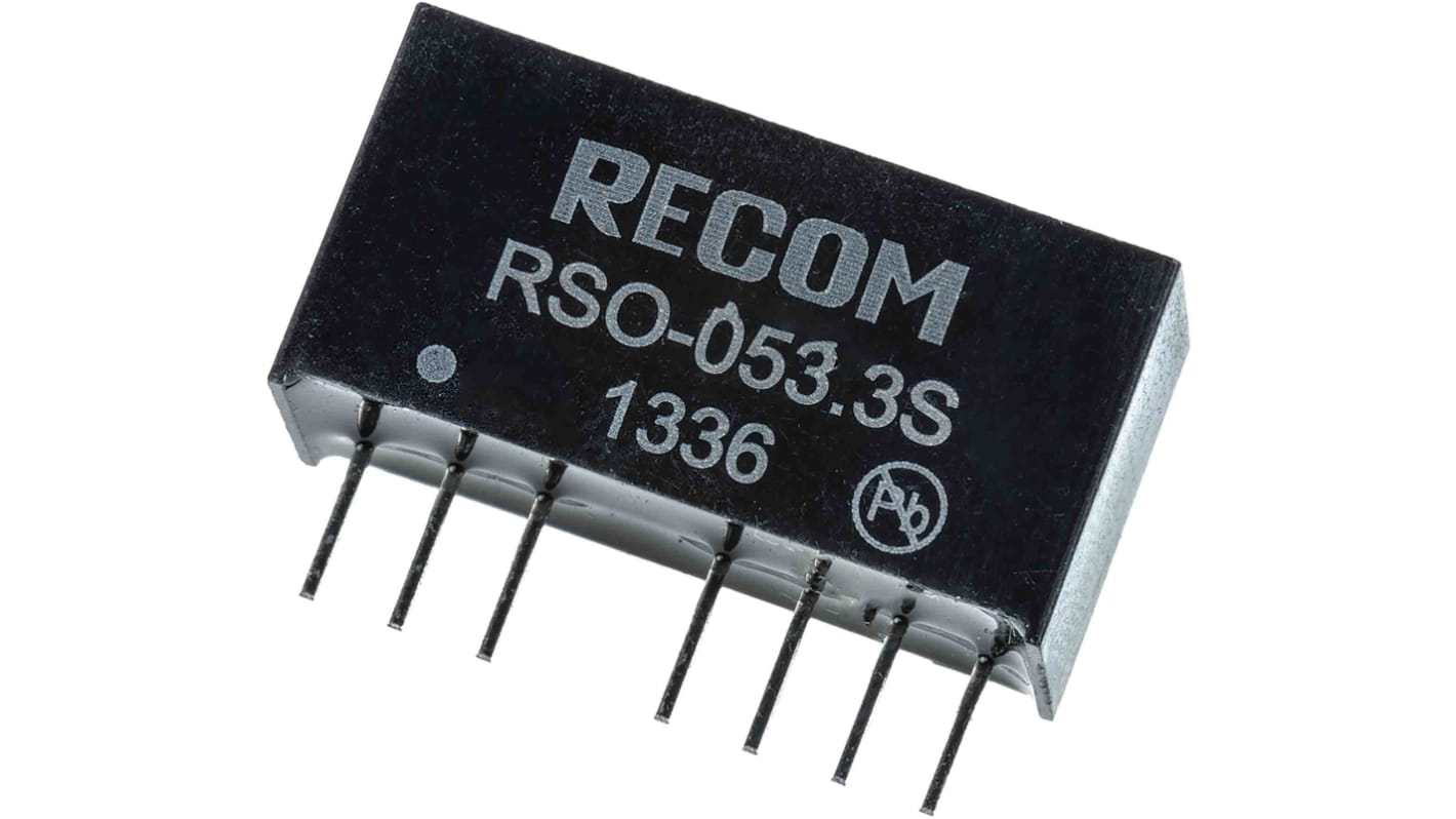 Recom RSO DC/DC-Wandler 1W 5 V dc IN, 3.3V dc OUT / 300mA Durchsteckmontage 500V ac isoliert