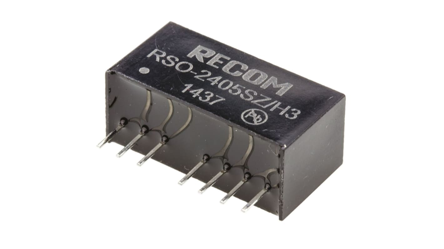 Recom RSO DC-DC Converter, 5V dc/ 200mA Output, 9 → 36 V dc Input, 1W, Through Hole, +85°C Max Temp -40°C Min