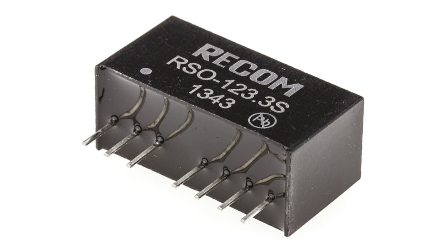 Recom RSO DC-DC Converter, 3.3V dc/ 300mA Output, 9 → 18 V dc Input, 1W, Through Hole, +85°C Max Temp -40°C Min