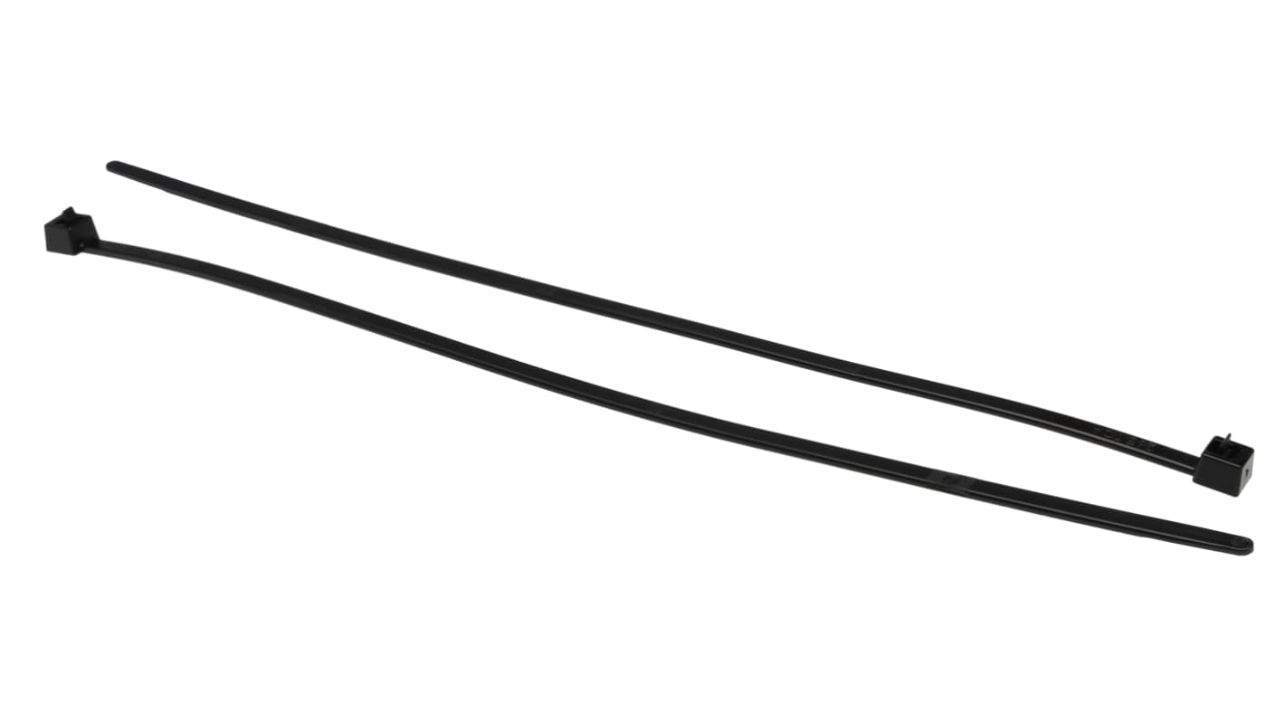 HellermannTyton Cable Tie, Releasable, 250mm x 4.6 mm, Black Polyamide 6.6 (PA66), Pk-100