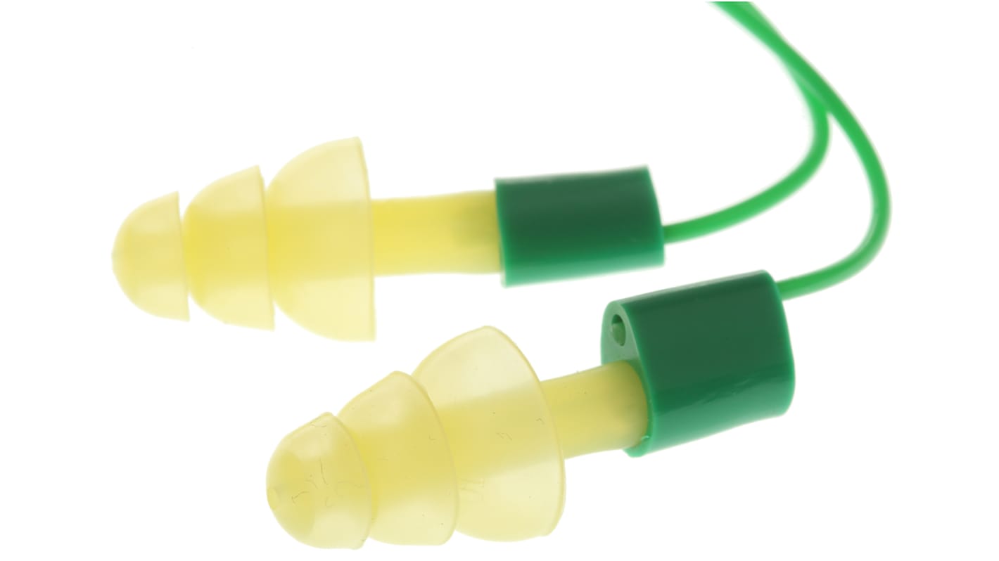 3M E.A.R Ultrafit Series Green Reusable Corded Ear Plugs, 14dB Rated, 50 Pairs