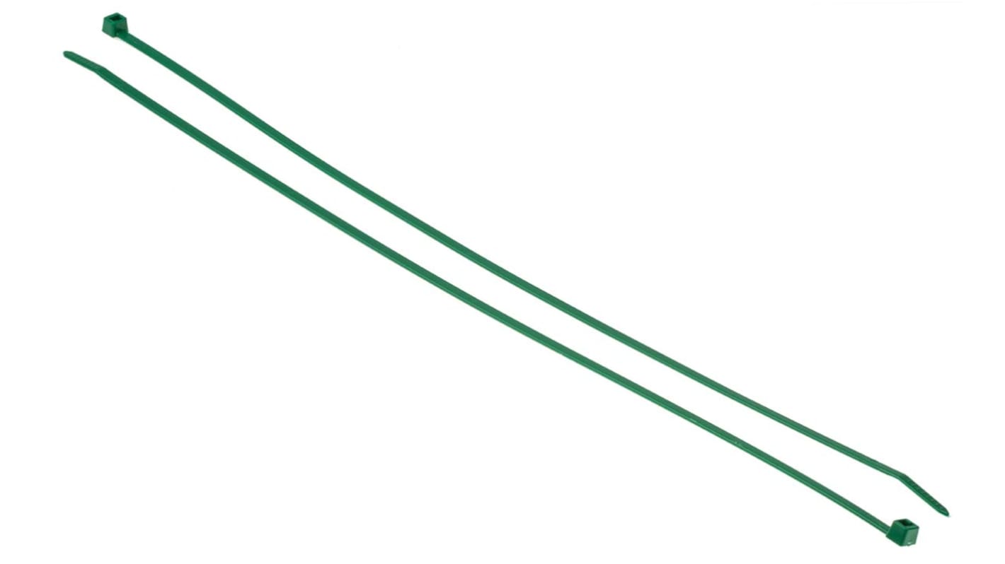 HellermannTyton Cable Tie, 390mm x 4.6 mm, Green Polyamide 6.6 (PA66), Pk-100