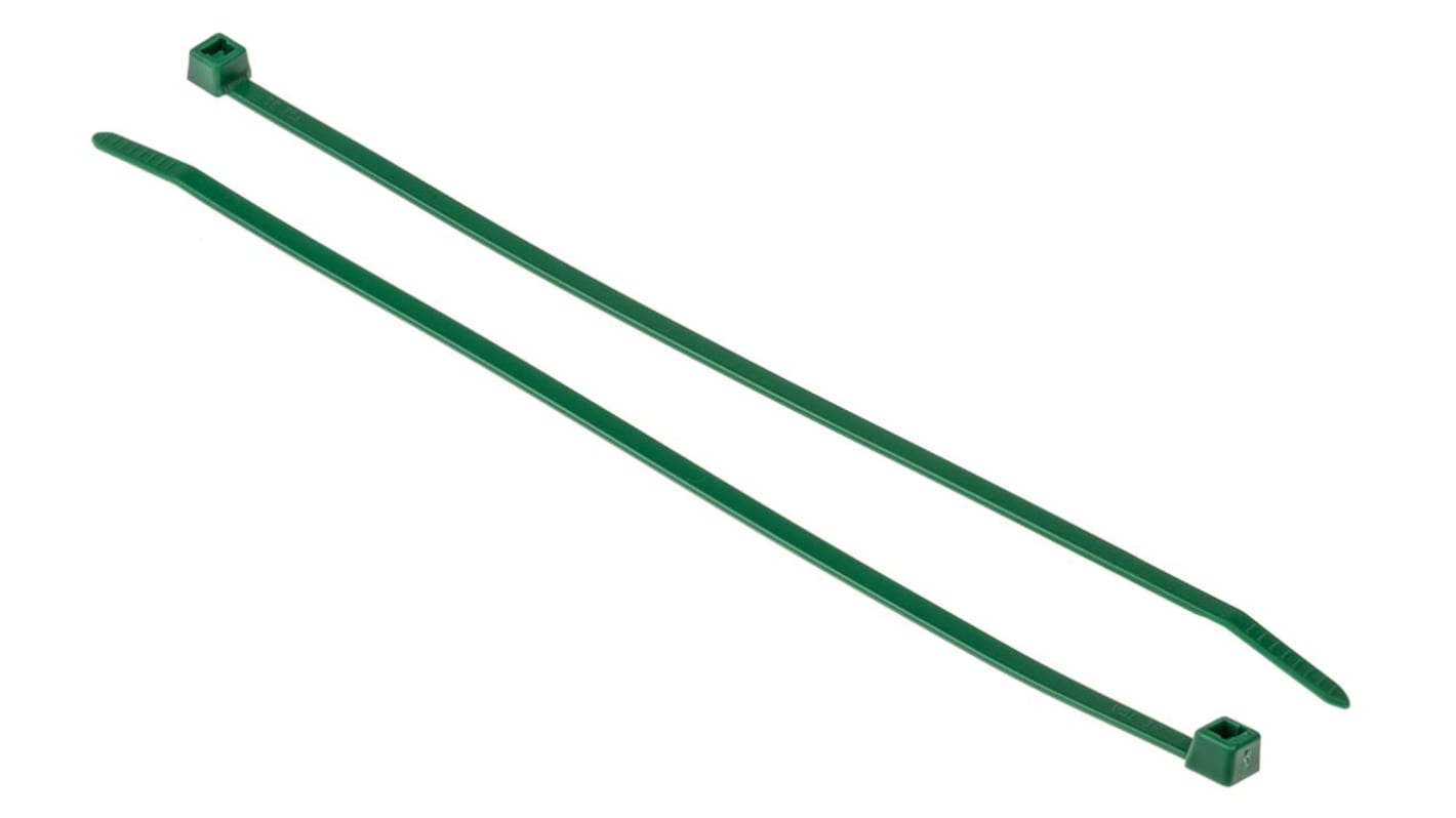 HellermannTyton Cable Tie, 200mm x 4.6 mm, Green Polyamide 6.6 (PA66), Pk-100