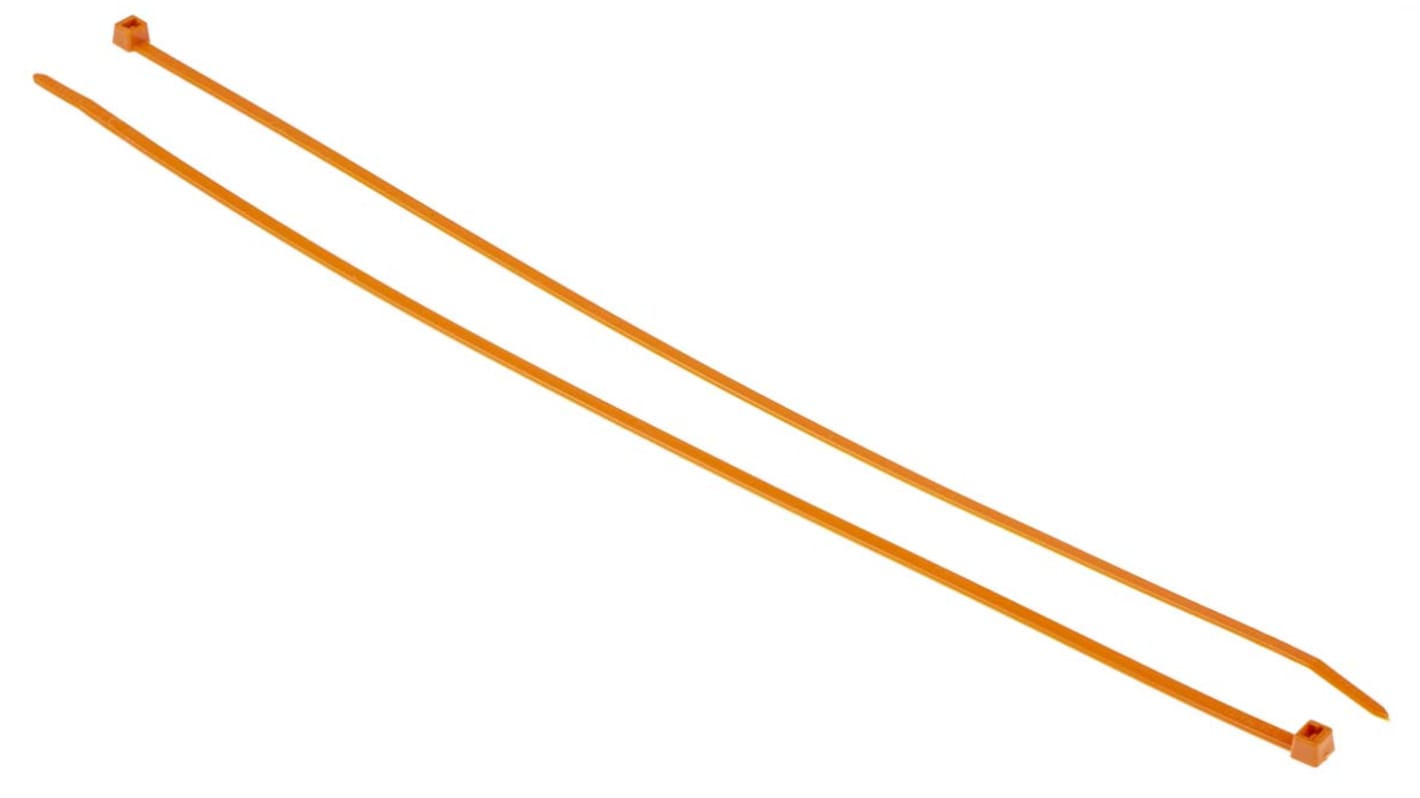 Brida HellermannTyton T50L de Nylon 66 Naranja, 390mm x 4,6 mm, No reutilizable