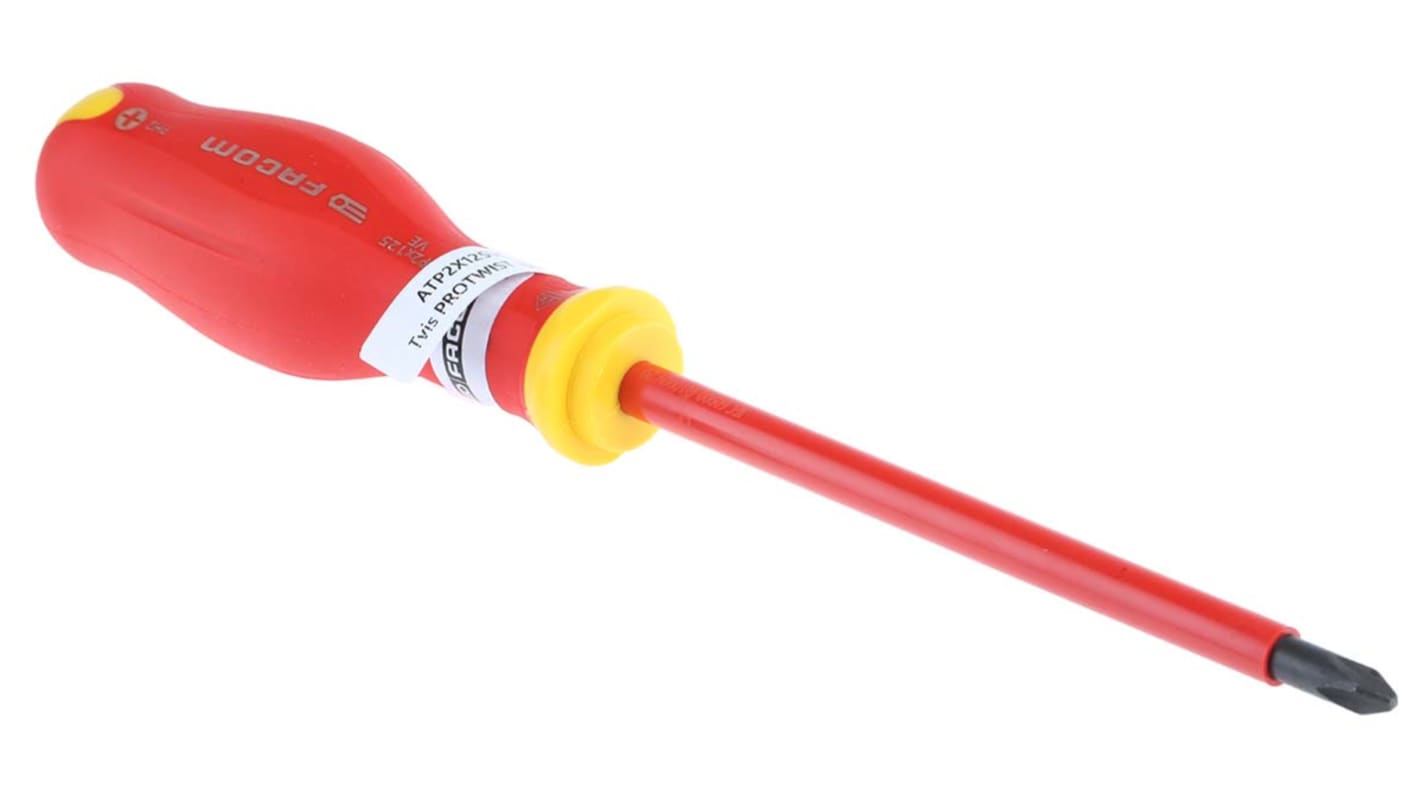 Facom Phillips Insulated Screwdriver, PH2 Tip, 125 mm Blade, VDE/1000V, 245 mm Overall