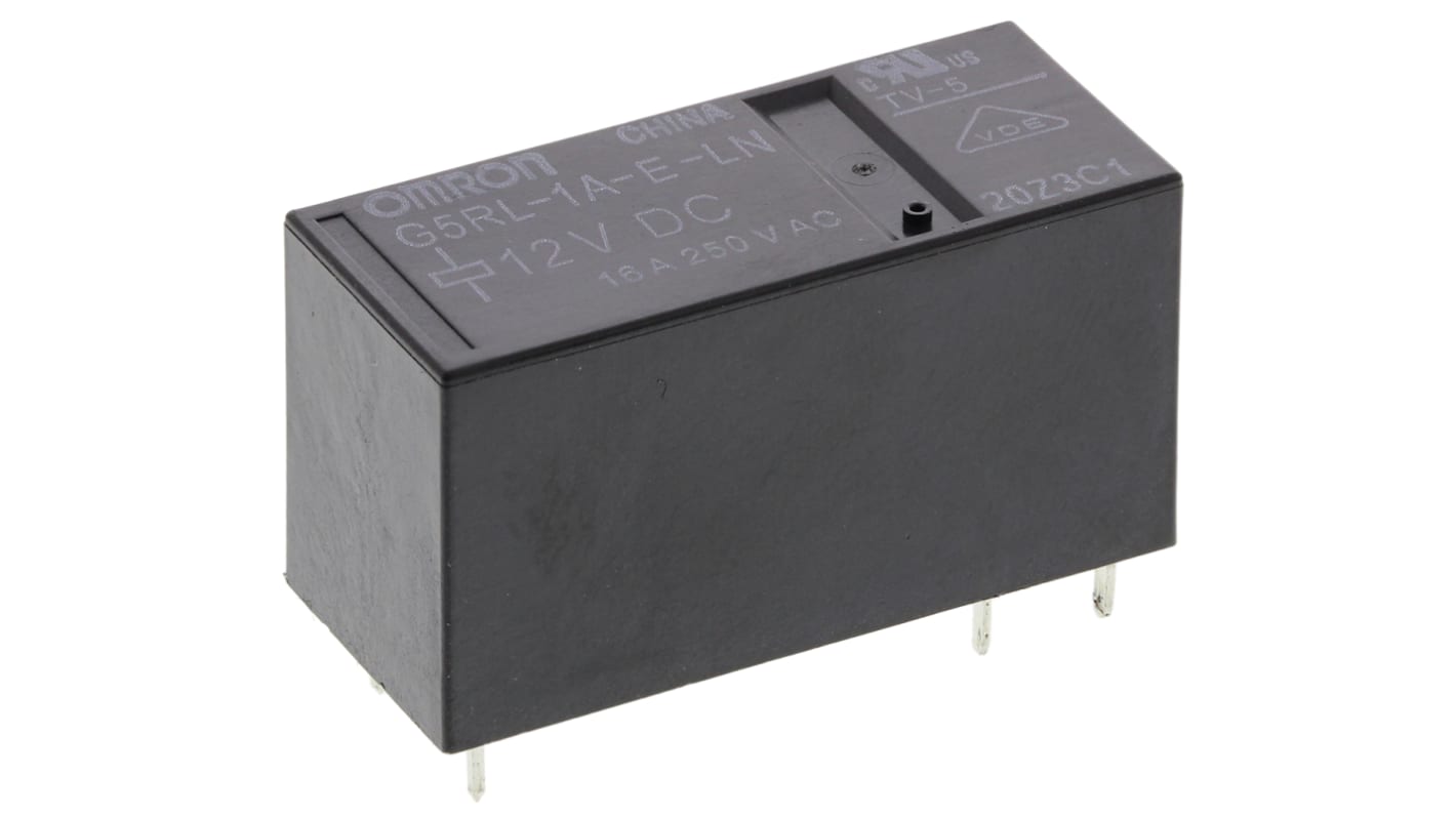 Omron PCB Mount Power Relay, 12V dc Coil, 16A Switching Current, SPST