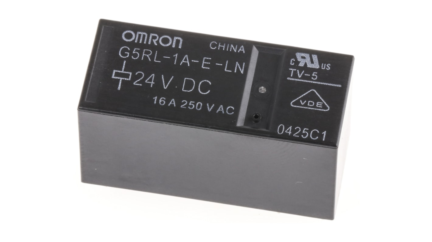 Omron 功率继电器, 24V 直流线圈, 16A切换, SPST, 1极, PCB安装, 银合金触点, G5RL系列
