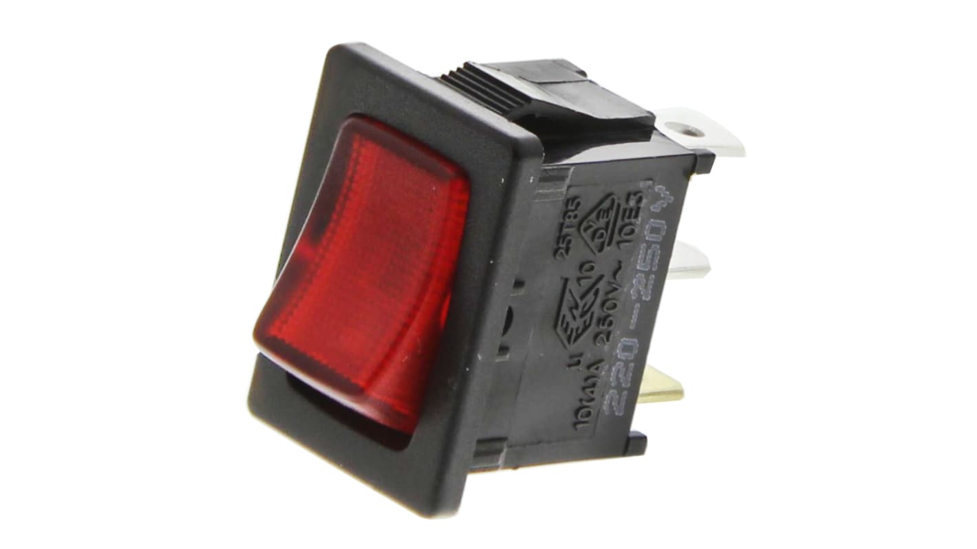 RS PRO Illuminated SPST, On-Off Rocker Switch Panel Mount