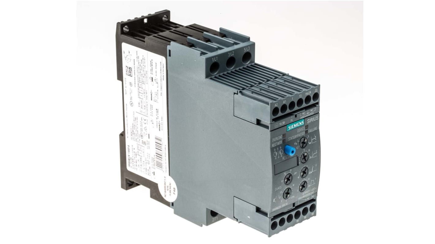 Siemens 软启动器, 3相, 5.5 kW, 480 V 交流, 12.5 A, IP20, 154mm x 45mm x 125mm, 3RW40系列