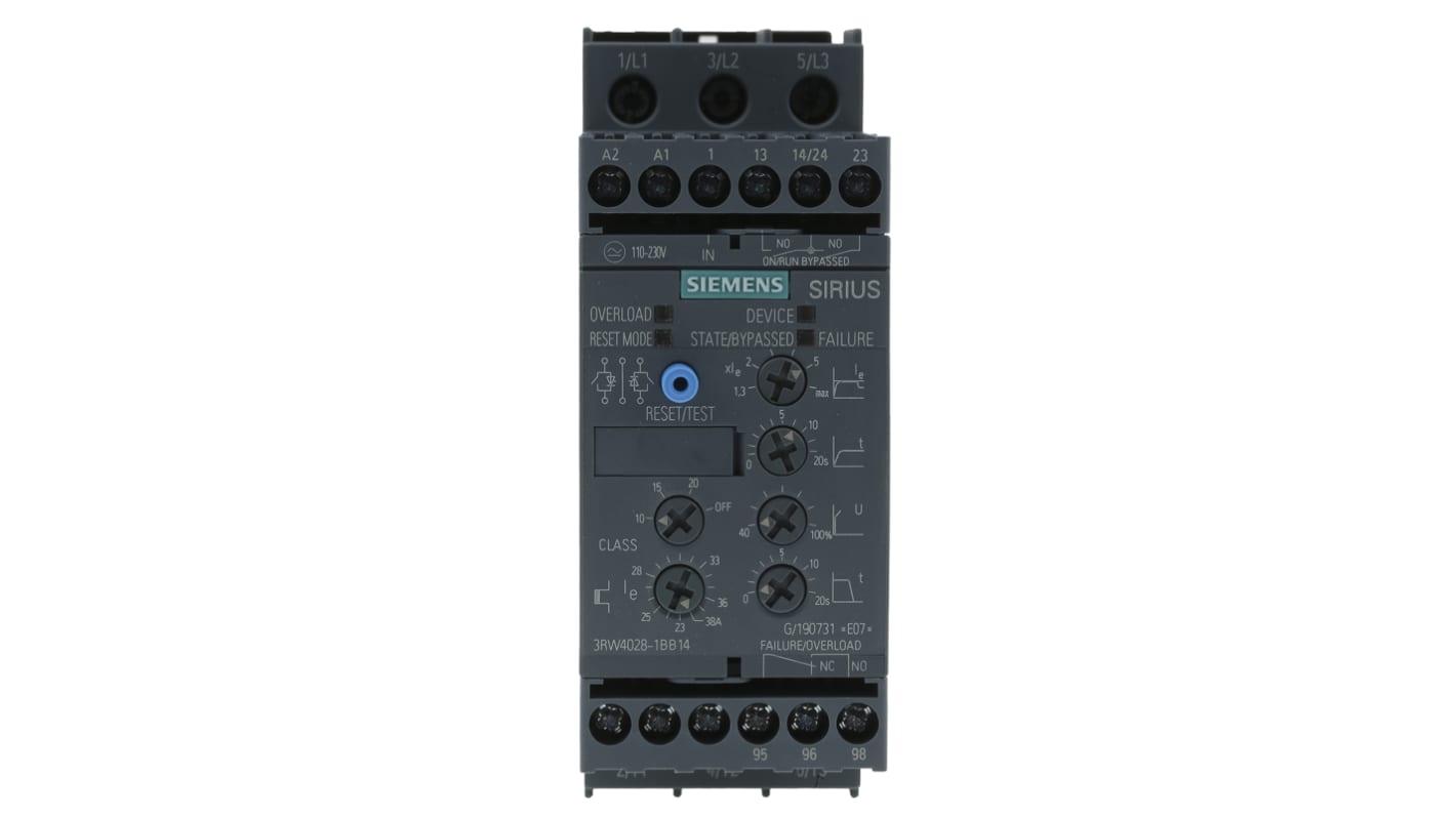 Siemens SIRIUS 3RW40 Sanftstarter 3-phasig 18,5 kW, 480 Vac / 38 A