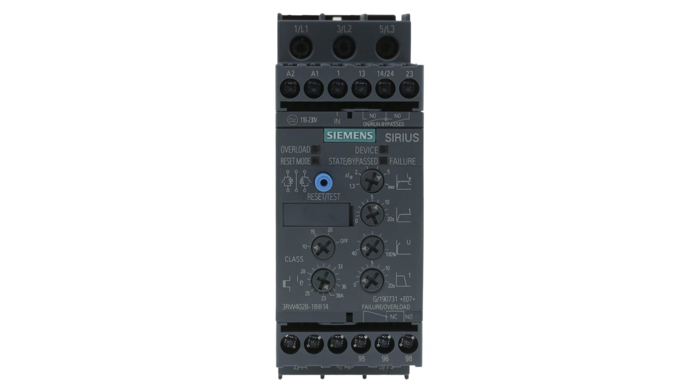 Siemens SIRIUS 3RW 3RW40 Sanftstarter 3-phasig 18,5 kW, 480 Vac / 38 A