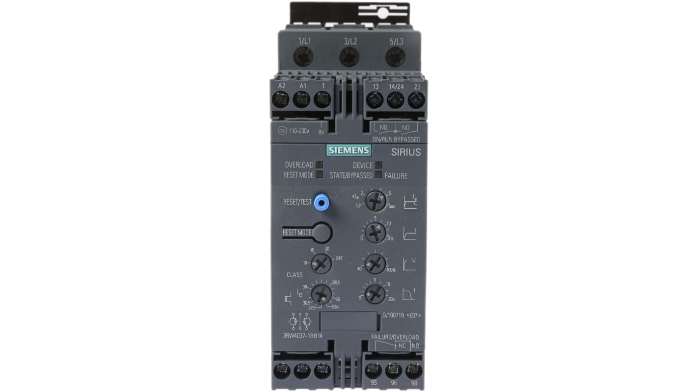 Siemens SIRIUS 3RW 3RW40 Sanftstarter 3-phasig 30 KW, 480 V ac / 63 A