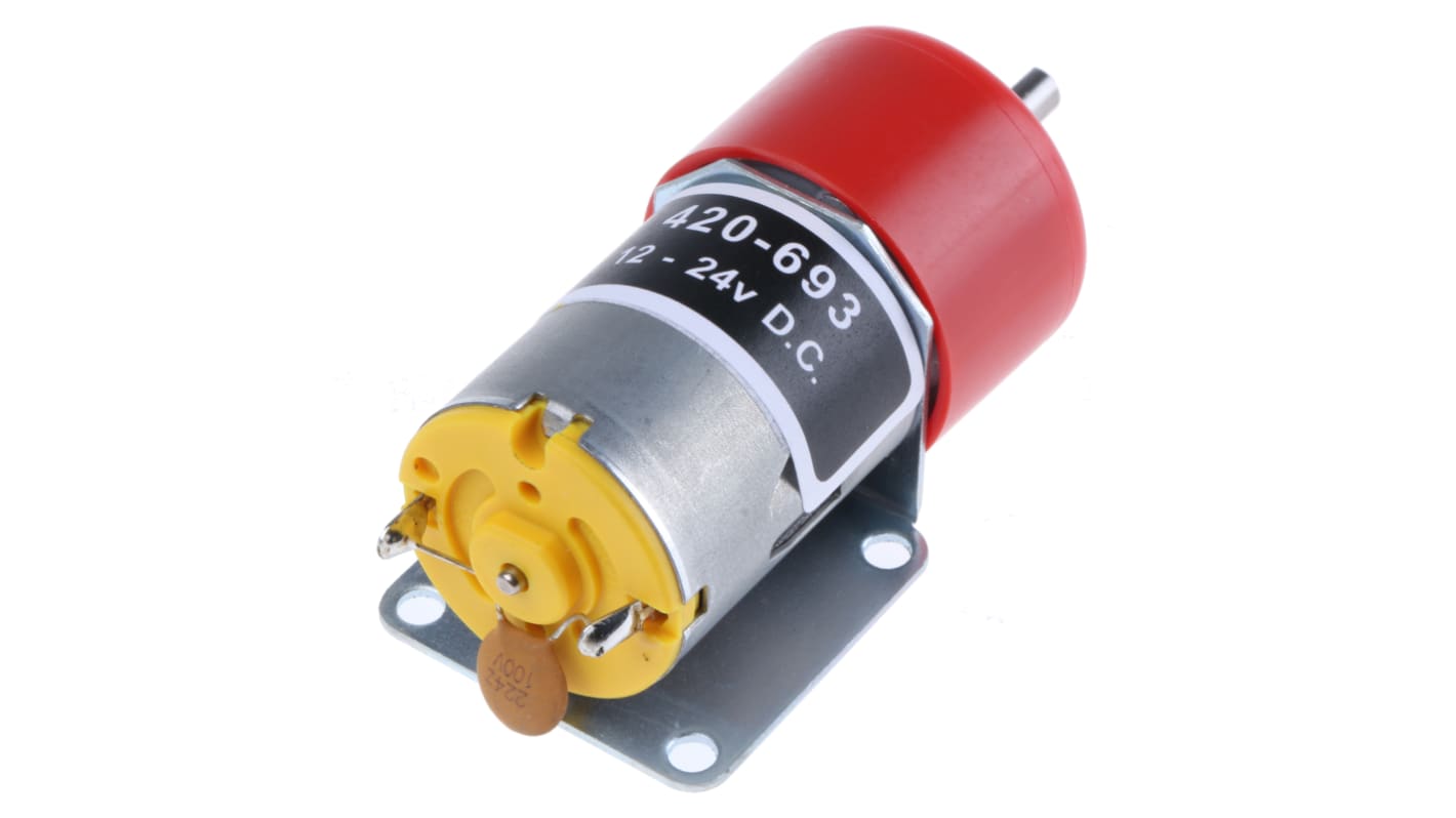 RS PRO Brushed Geared DC Geared Motor, 1.3 W, 12 V dc, 12 Ncm, 27 rpm, 4mm Shaft Diameter