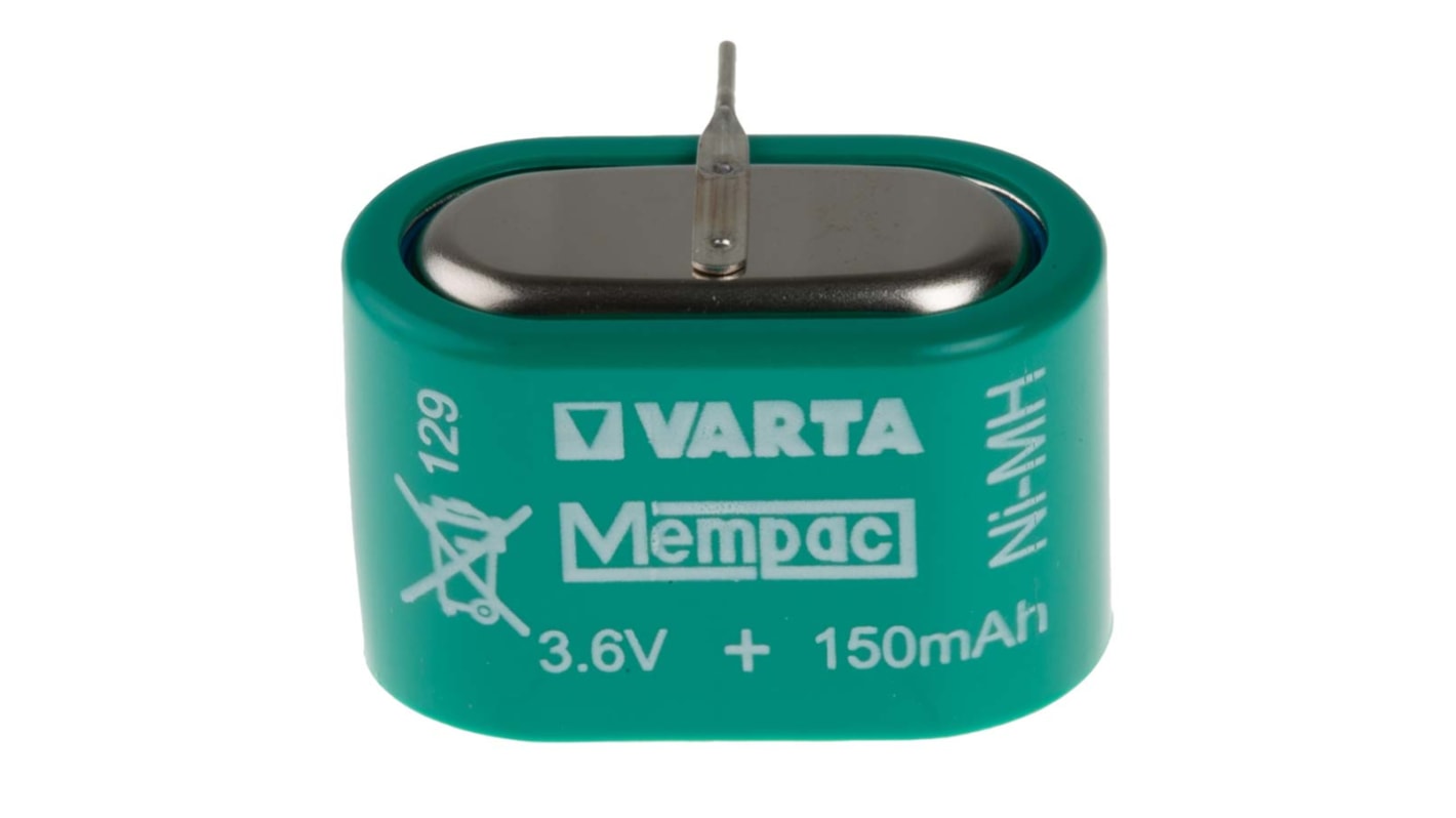 Pila de botón recargable V150H NiMH, 3.6V, 150mAh, terminal tipo pin