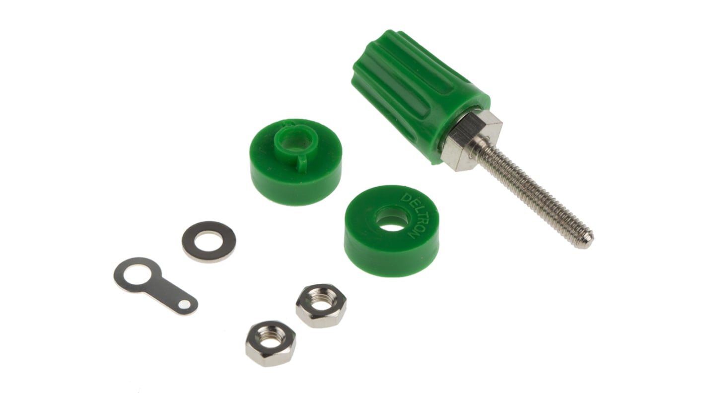 RS PRO 16A, Green Binding Post With Brass Contacts and Nickel Plated