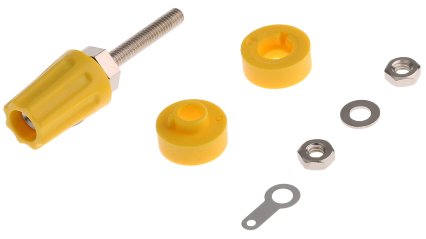 Borne de raccordement RS PRO Jaune 16A avec contacts Laiton et placage Nickel