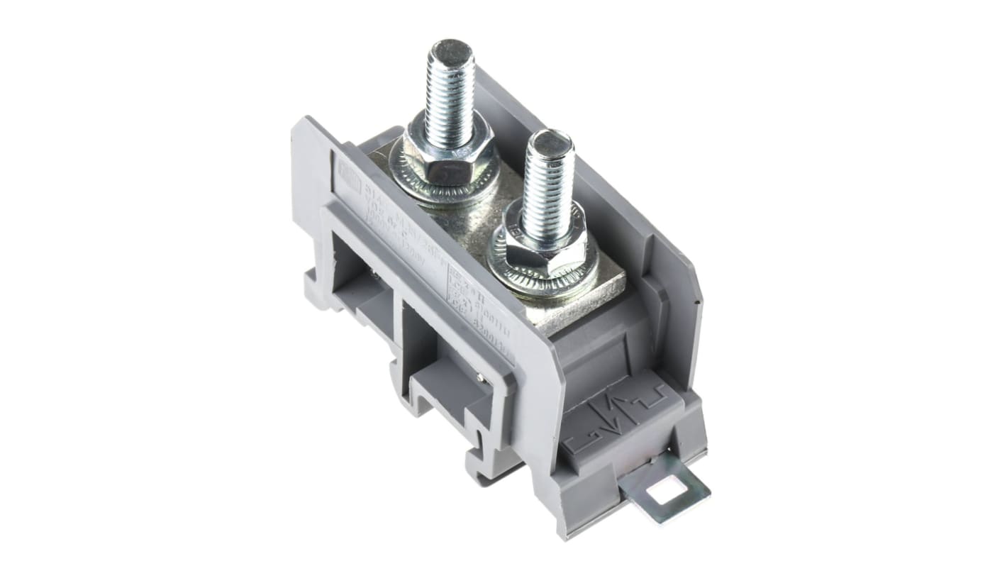 Entrelec SNA Series Grey DIN Rail Terminal Block, 25mm², Single-Level, Bolt Termination