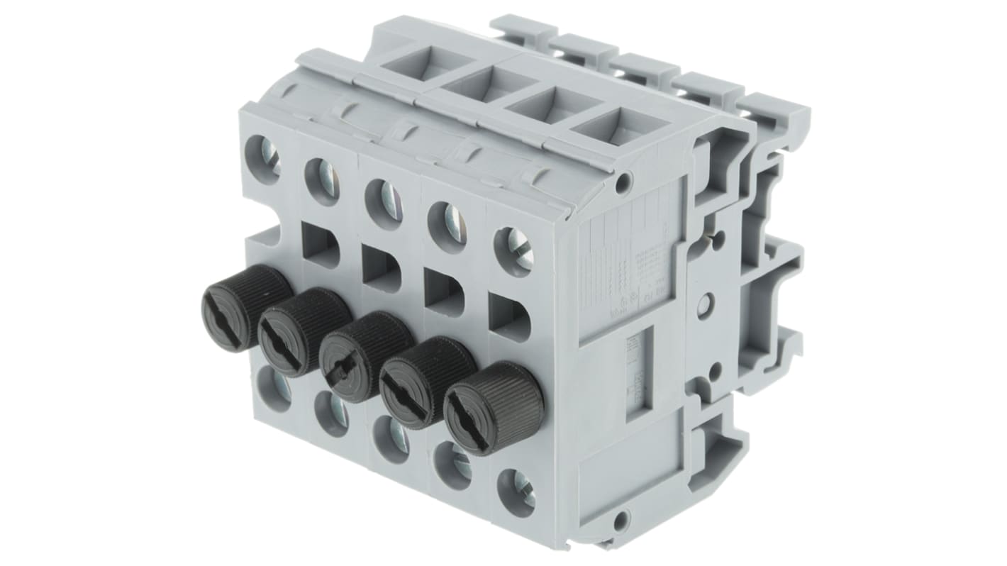 Entrelec MB Series Grey Fused DIN Rail Terminal, 10mm², Screw Termination, Fused